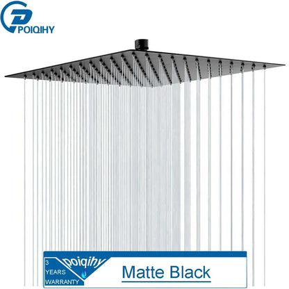 POIQIHY Ultrathin Golden Shower Head 16" Stainless Steel Rainfall Shower Faucet Head Bathroom Black Large Flow Showerhead Faucet