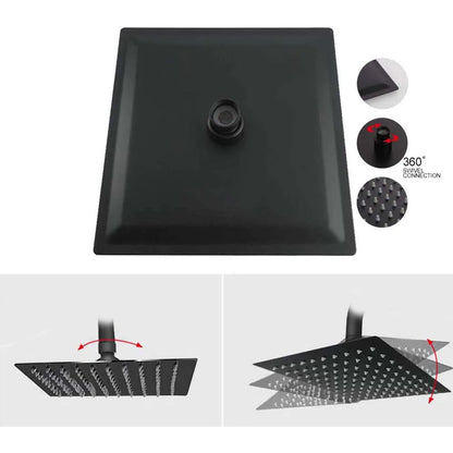 POIQIHY Ultrathin Golden Shower Head 16" Stainless Steel Rainfall Shower Faucet Head Bathroom Black Large Flow Showerhead Faucet