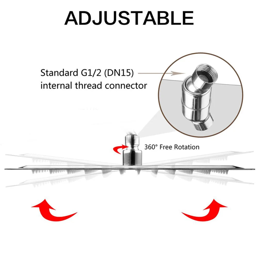 POIQIHY Ultrathin Golden Shower Head 16" Stainless Steel Rainfall Shower Faucet Head Bathroom Black Large Flow Showerhead Faucet