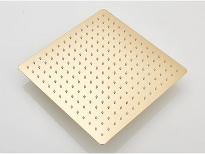 POIQIHY Ultrathin Golden Shower Head 16" Stainless Steel Rainfall Shower Faucet Head Bathroom Black Large Flow Showerhead Faucet