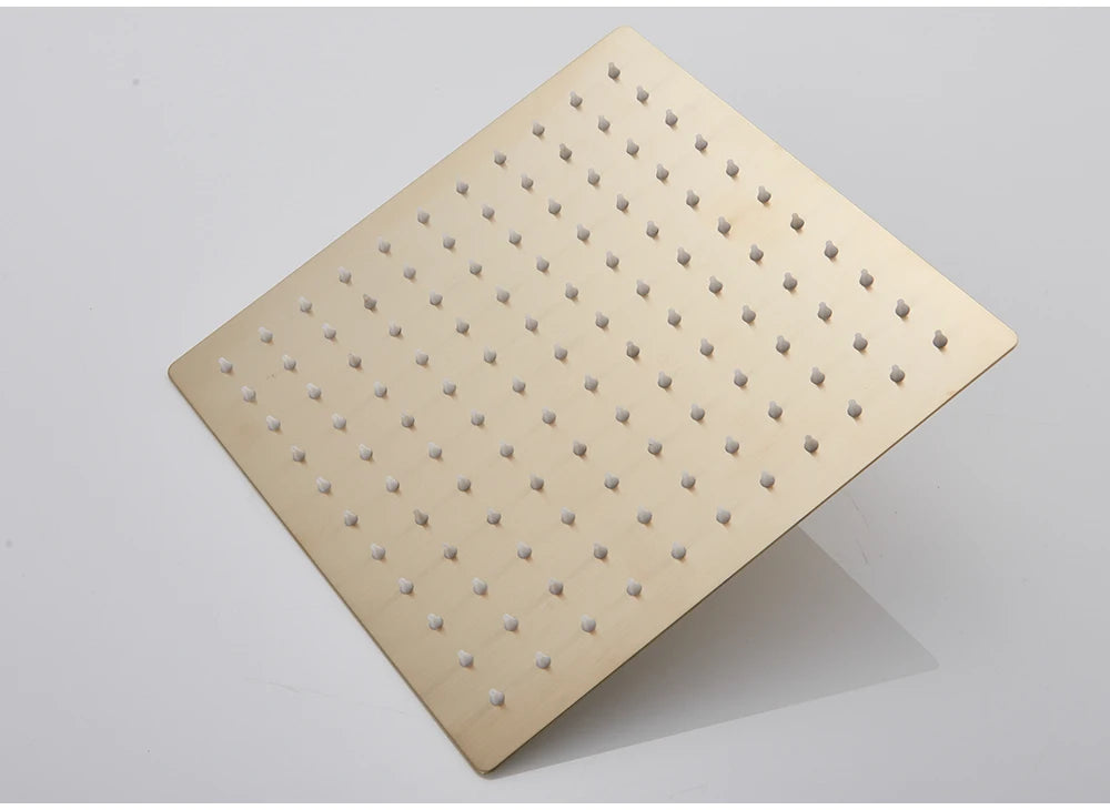 POIQIHY Ultrathin Golden Shower Head 16" Stainless Steel Rainfall Shower Faucet Head Bathroom Black Large Flow Showerhead Faucet