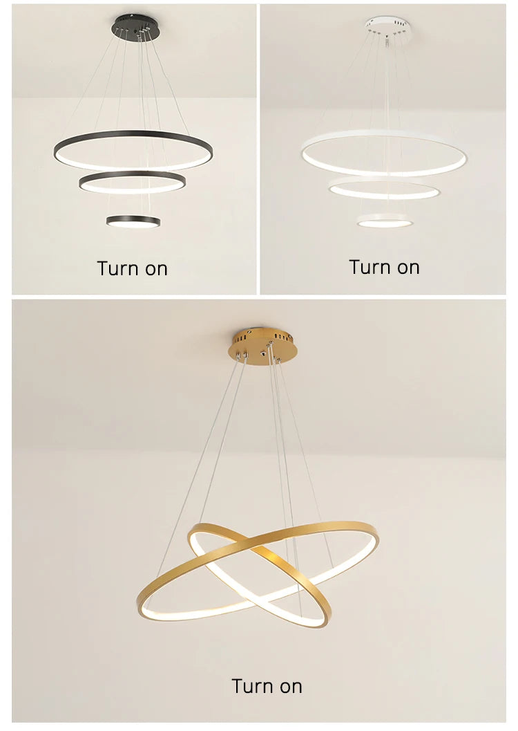Modern led dining room chandeliers simple ring chandelier living  bedroom Lights home indoor lighting decorative Pendant Lamps