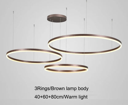 LED pendant light, minimalist modern home lighting, brushed ring ceiling, dining room pendant light, gold and black frame light