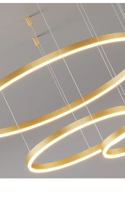 LED pendant light, minimalist modern home lighting, brushed ring ceiling, dining room pendant light, gold and black frame light
