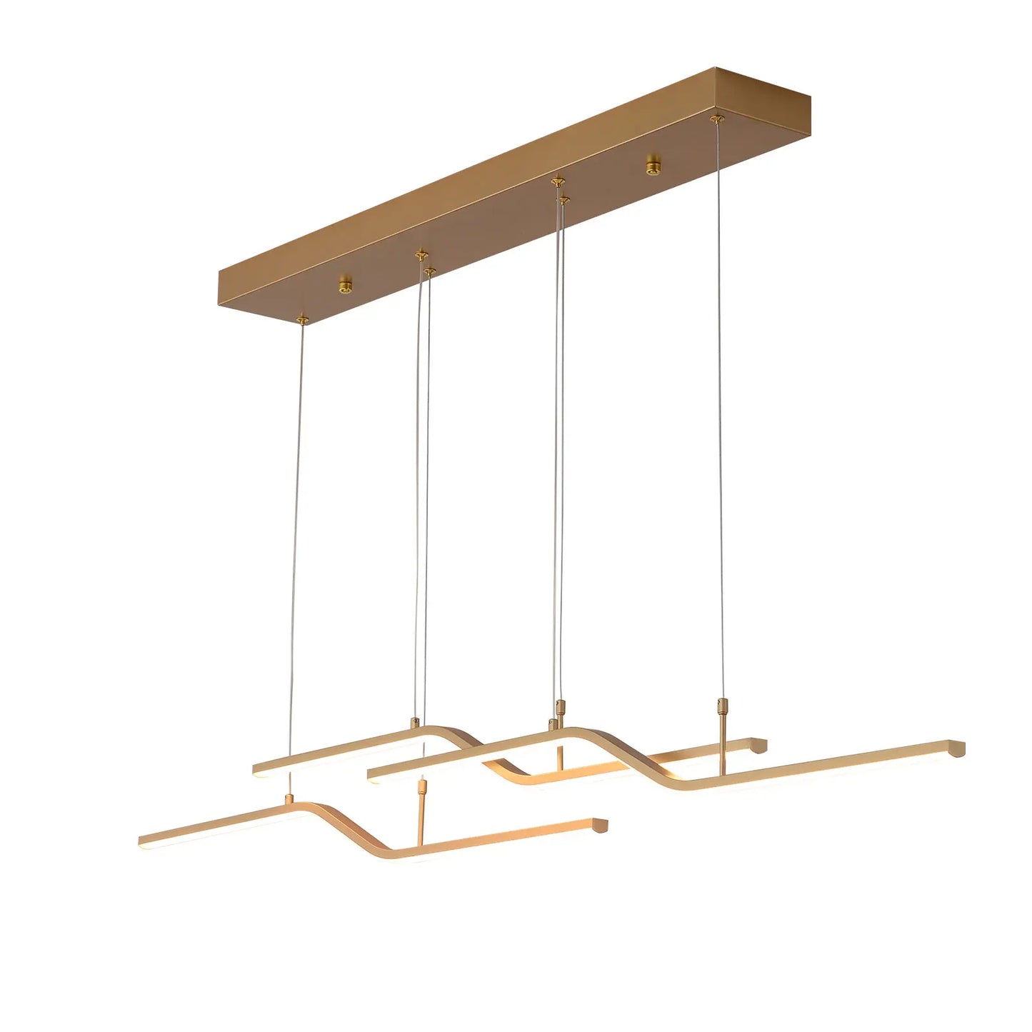 Gold 3-Light Linear LED Pendant Kitchen Light Modern Simple Style Dining Room Lighting Chandelier Dimmable