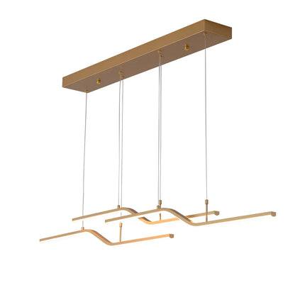 Gold 3-Light Linear LED Pendant Kitchen Light Modern Simple Style Dining Room Lighting Chandelier Dimmable
