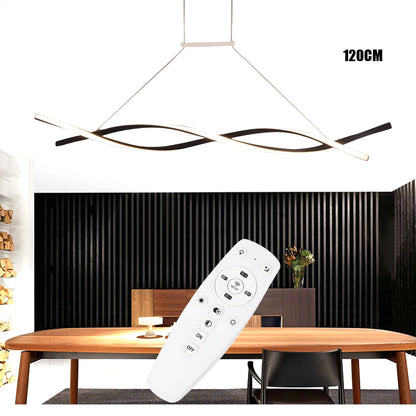 46W Modern Pendant Light with Remote Control 110V Adjustable Height Ceiling Mount Three Color Temperature Light AI Terminal
