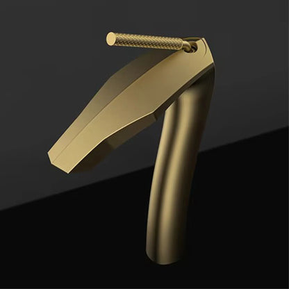 Luxury Brushed Gold Brass Bathroom Faucet Modern Ceramic Cartridge Basin Mixer Tap Hot&Cold Water Deck- Mounted Sink Fixtures