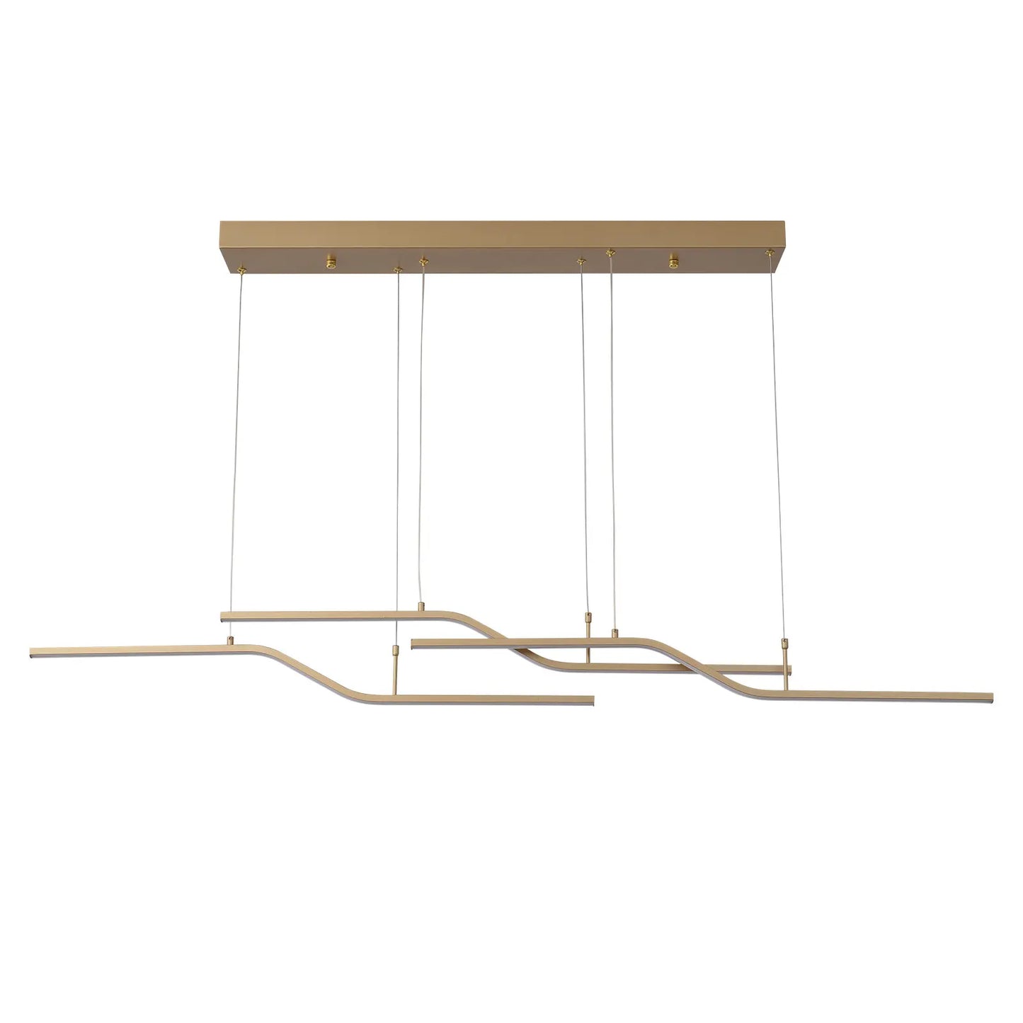 Gold 3-Light Linear LED Pendant Kitchen Light Modern Simple Style Dining Room Lighting Chandelier Dimmable