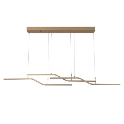 Gold 3-Light Linear LED Pendant Kitchen Light Modern Simple Style Dining Room Lighting Chandelier Dimmable