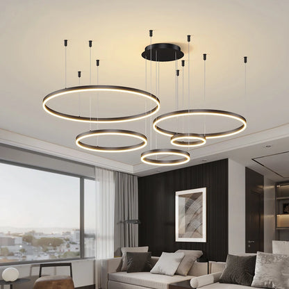 LED pendant light, minimalist modern home lighting, brushed ring ceiling, dining room pendant light, gold and black frame light