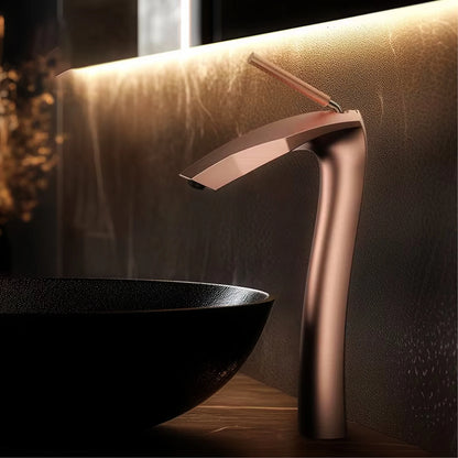 Luxury Brushed Gold Brass Bathroom Faucet Modern Ceramic Cartridge Basin Mixer Tap Hot&Cold Water Deck- Mounted Sink Fixtures