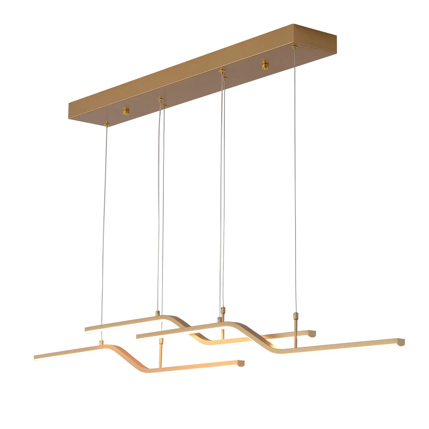 Gold 3-Light Linear LED Pendant Kitchen Light Modern Simple Style Dining Room Lighting Chandelier Dimmable