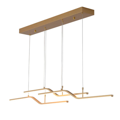 Gold 3-Light Linear LED Pendant Kitchen Light Modern Simple Style Dining Room Lighting Chandelier Dimmable