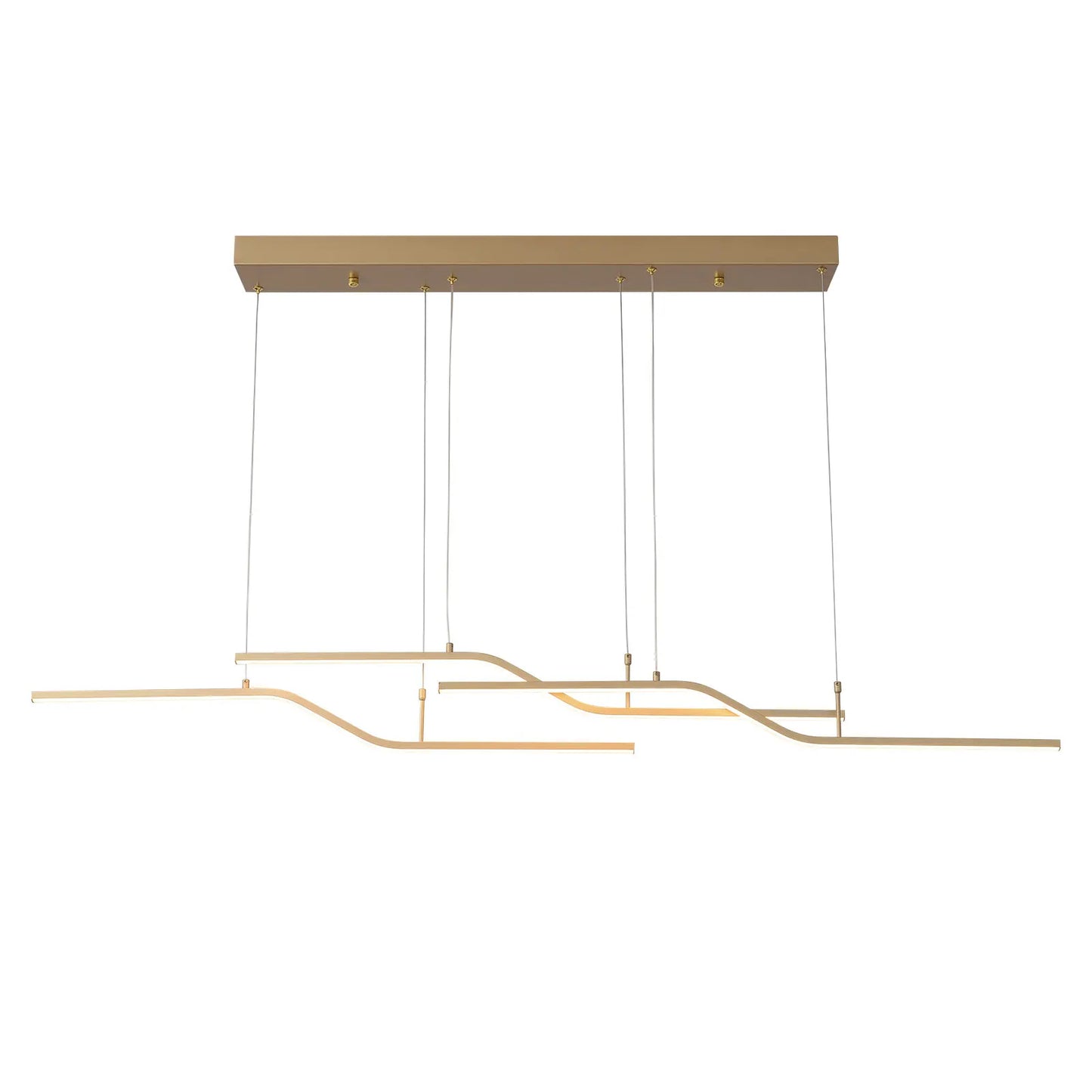 Gold 3-Light Linear LED Pendant Kitchen Light Modern Simple Style Dining Room Lighting Chandelier Dimmable