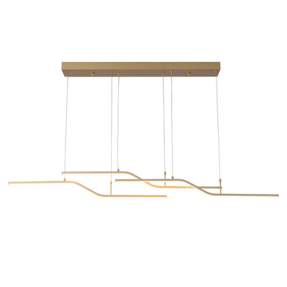 Gold 3-Light Linear LED Pendant Kitchen Light Modern Simple Style Dining Room Lighting Chandelier Dimmable