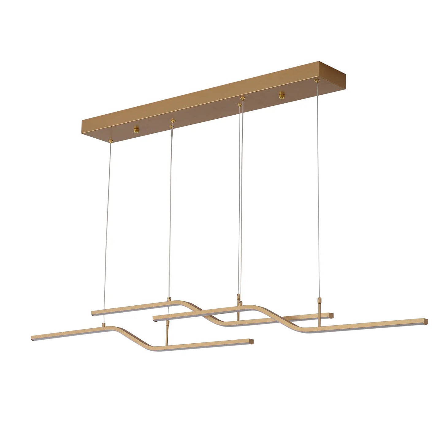 Gold 3-Light Linear LED Pendant Kitchen Light Modern Simple Style Dining Room Lighting Chandelier Dimmable