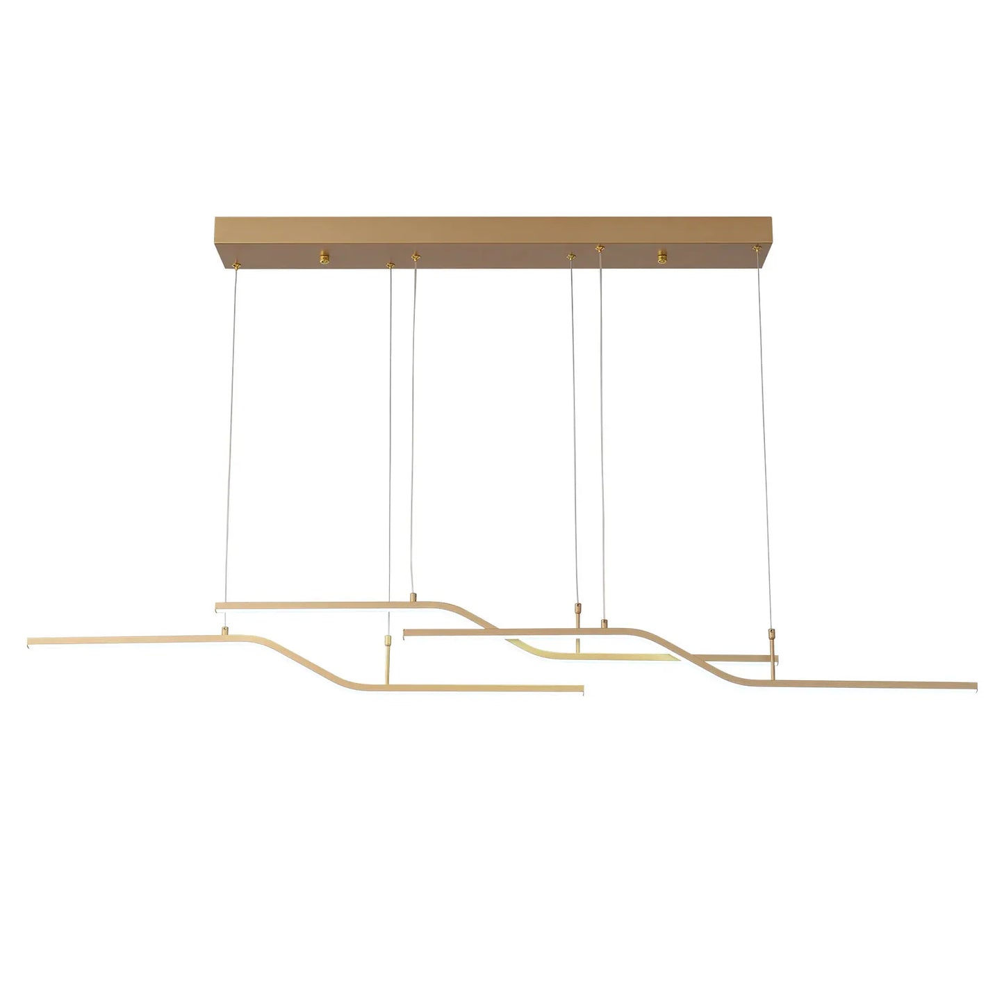 Gold 3-Light Linear LED Pendant Kitchen Light Modern Simple Style Dining Room Lighting Chandelier Dimmable