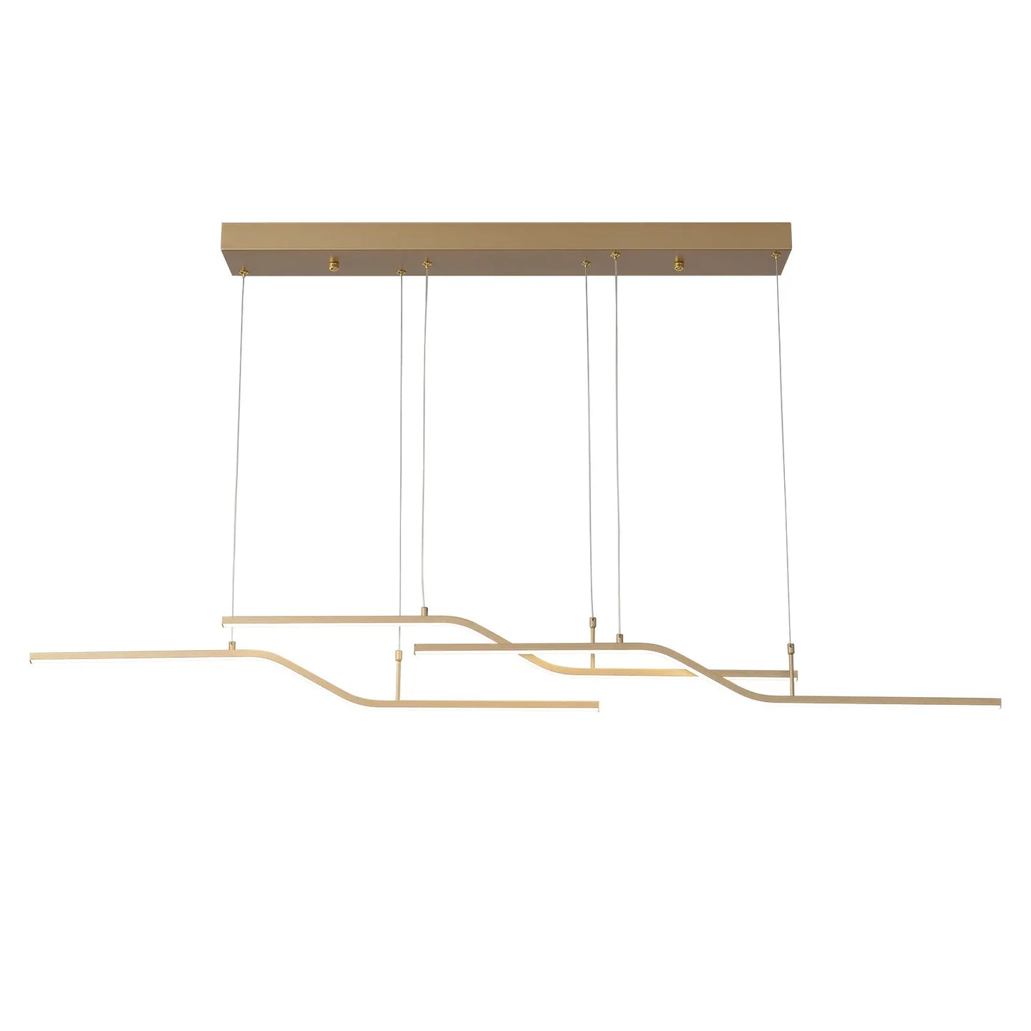 Gold 3-Light Linear LED Pendant Kitchen Light Modern Simple Style Dining Room Lighting Chandelier Dimmable