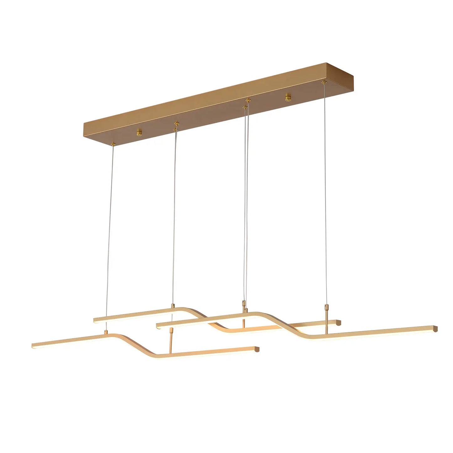 Gold 3-Light Linear LED Pendant Kitchen Light Modern Simple Style Dining Room Lighting Chandelier Dimmable