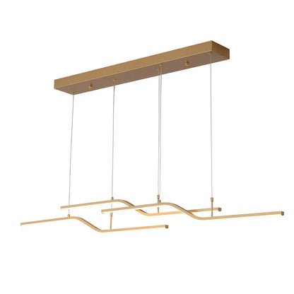 Gold 3-Light Linear LED Pendant Kitchen Light Modern Simple Style Dining Room Lighting Chandelier Dimmable