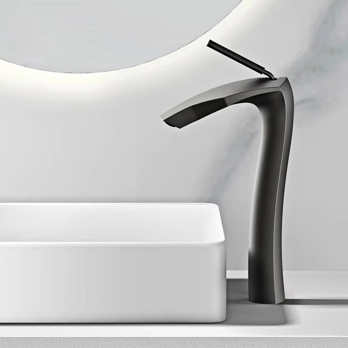 Luxury Brushed Gold Brass Bathroom Faucet Modern Ceramic Cartridge Basin Mixer Tap Hot&Cold Water Deck- Mounted Sink Fixtures
