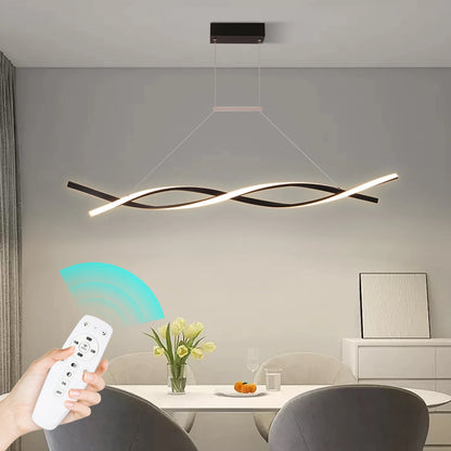 46W Modern Pendant Light with Remote Control 110V Adjustable Height Ceiling Mount Three Color Temperature Light AI Terminal