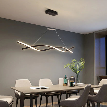 46W Modern Pendant Light with Remote Control 110V Adjustable Height Ceiling Mount Three Color Temperature Light AI Terminal